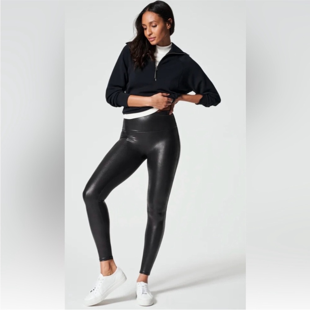 Spanx Faux Leather Black Leggings XL